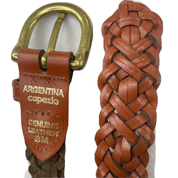Argentina‎ Capezio Genuine Leather Brown Braided Belt Size Small 35” long Y2K - Picture 1 of 10